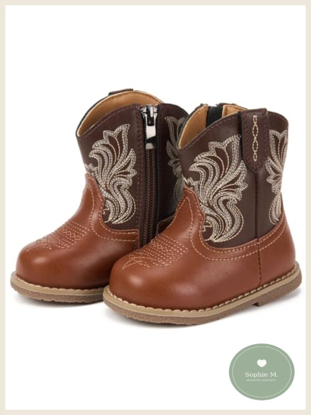 Toddler Cowboy Boots Girls Boys Infant Mid Calf Round Toe Mocc Leather Zip